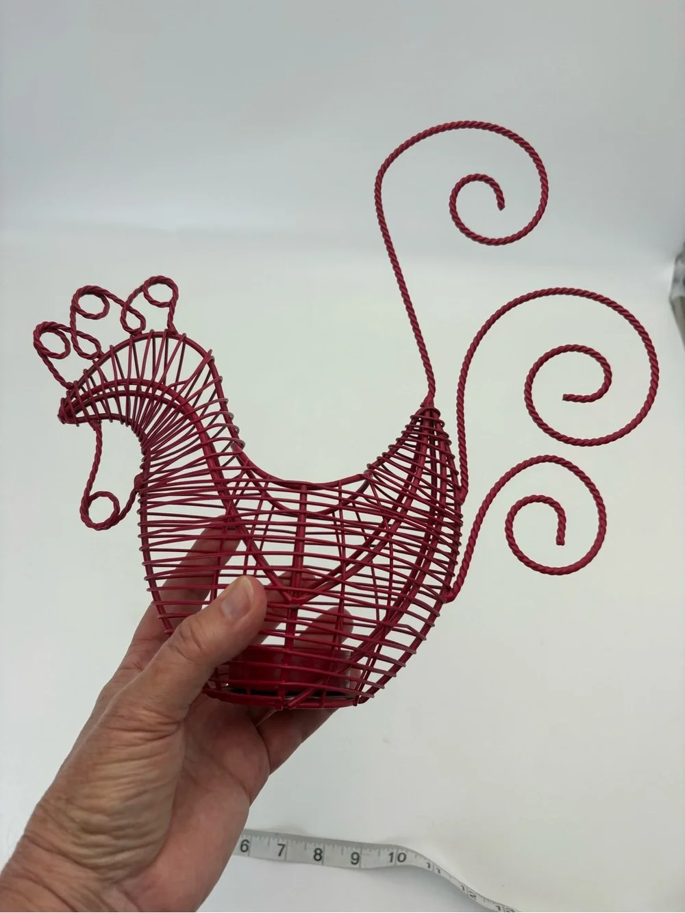 Red Wire Rooster Egg Basket